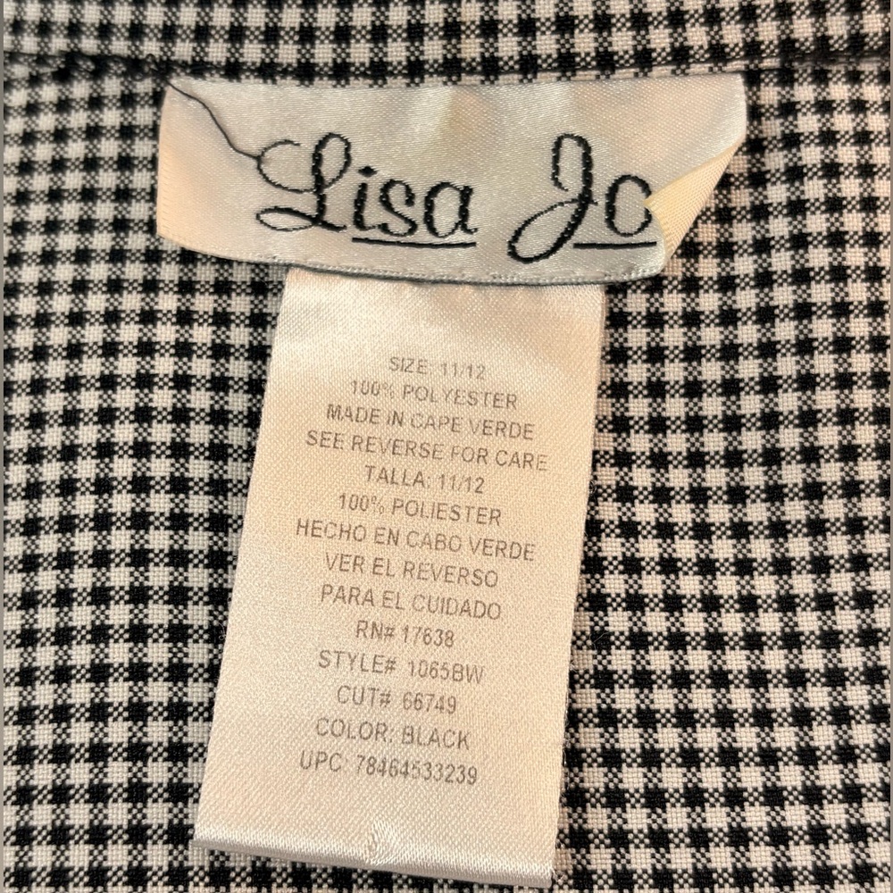 Lisa Jo Women's Sleeveless Top 11/12 Black White Check Button-Up Fitted Blouse - Picture 7 of 8